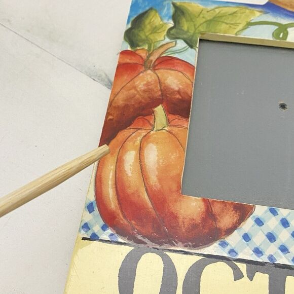 Vtg Exposures Hand Painted "October" Months of the Year 4X6 Picture Frame - Picture 3 of 11